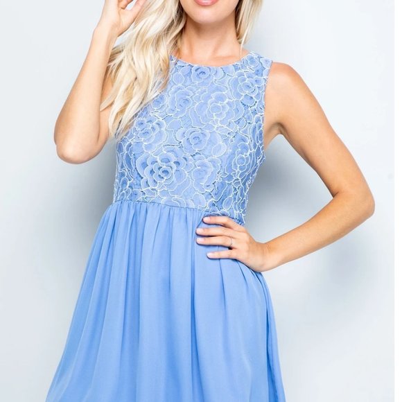 Francesca's Blue Floral Dress - SZ. L - Picture 9 of 15